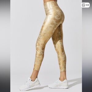 Carbon 38 leatherette 7/8 Gold Leggings